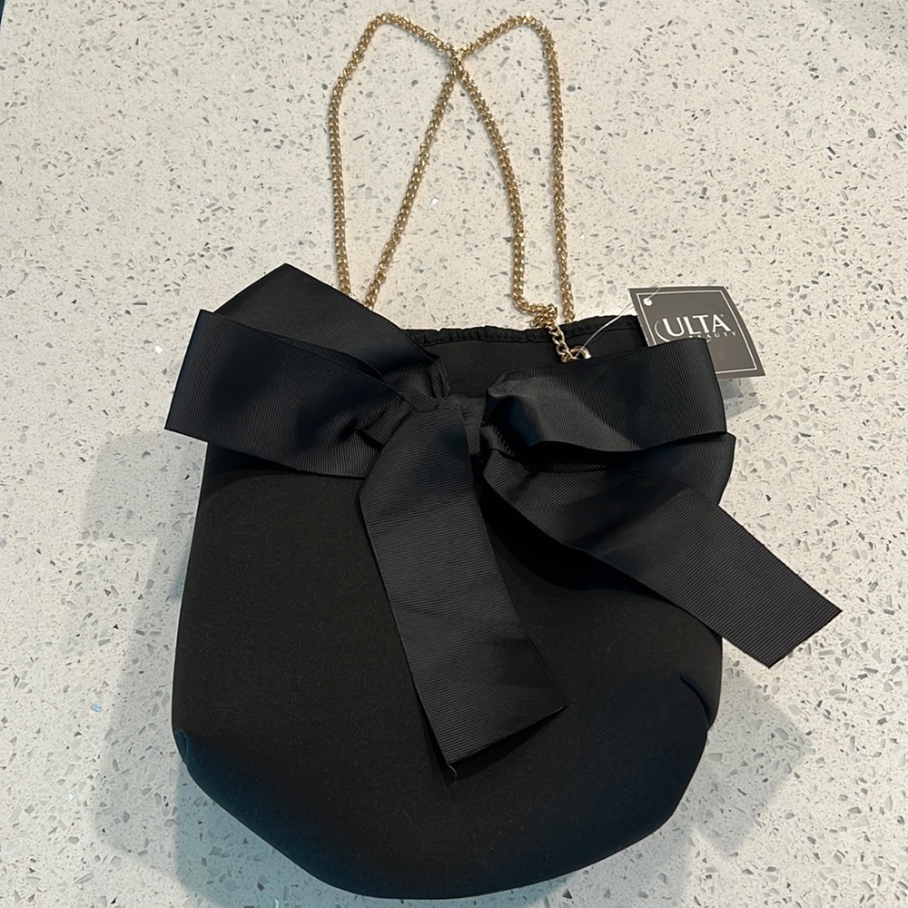 Ulta cosmetics black bow beauty bag